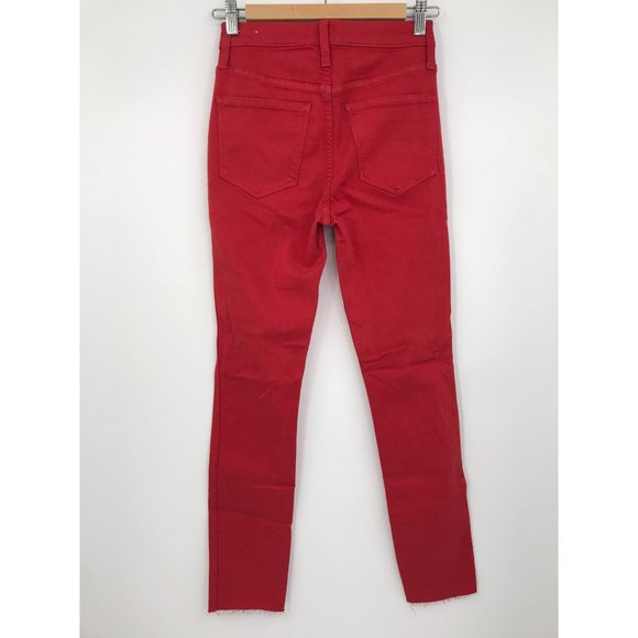 Madewell High Rise Skinny Jean Raw Hem Red Size 25 - Picture 4 of 7